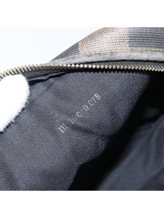 Authentic FENDI Pecan Canvas Shoulder Bag PVC Black Brown gold - Picture 4 of 16